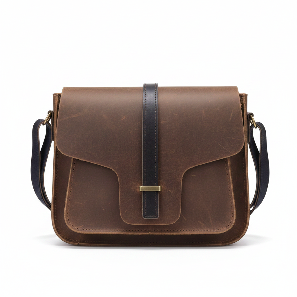 Bolsa messenger café - vista frontal sin etiqueta