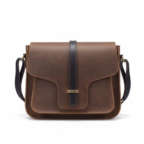 Bolsa messenger café - vista frontal sin etiqueta